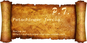 Petschinger Tercia névjegykártya